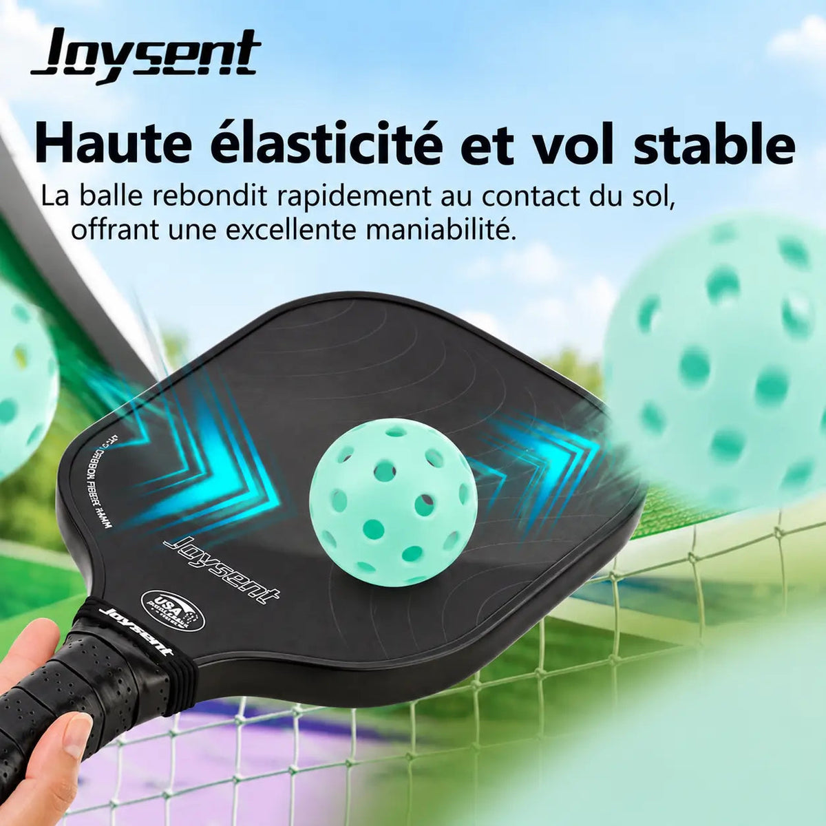Balles de Pickleball bleu clair extérieur 40 trous - Joysent Pickleline