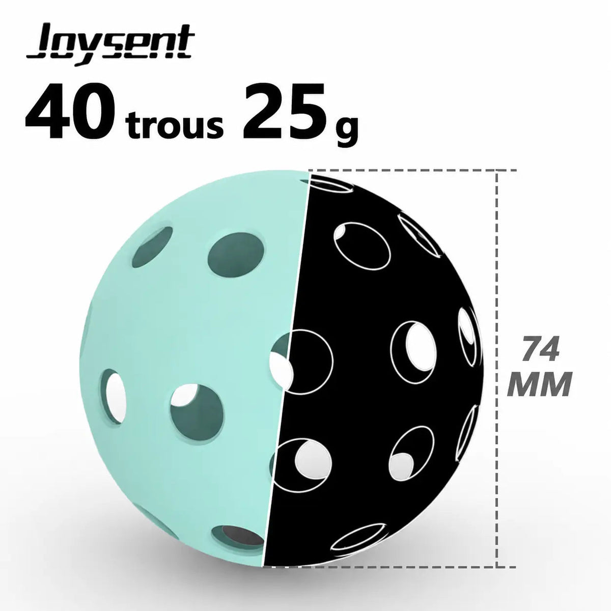 Balles de Pickleball bleu clair extérieur 40 trous - Joysent Pickleline