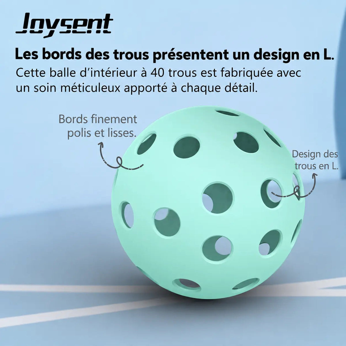 Balles de Pickleball bleu clair extérieur 40 trous - Joysent Pickleline