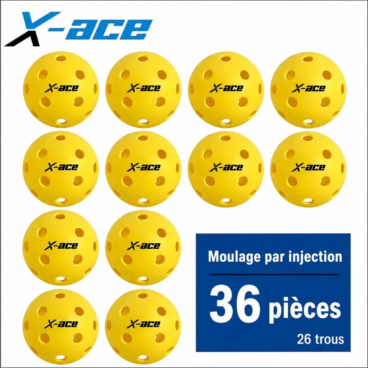 Balle de Pickleball X-ace intérieur | 26 Trous Pickleline