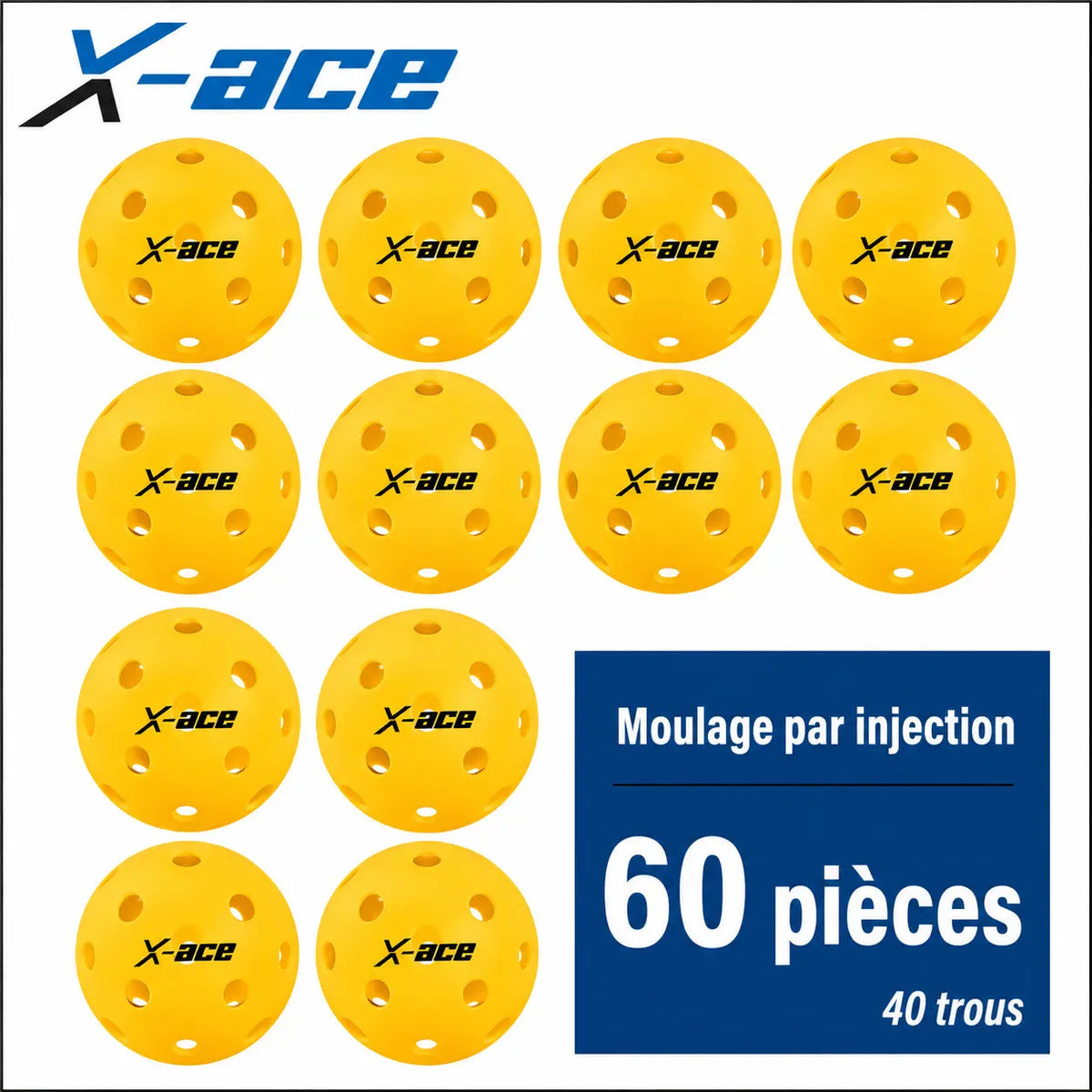 Balle de Pickleball X-ace extérieur | 40 Trous Pickleline