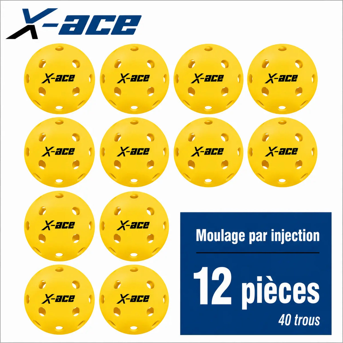 Balle de Pickleball X-ace extérieur | 40 Trous Pickleline