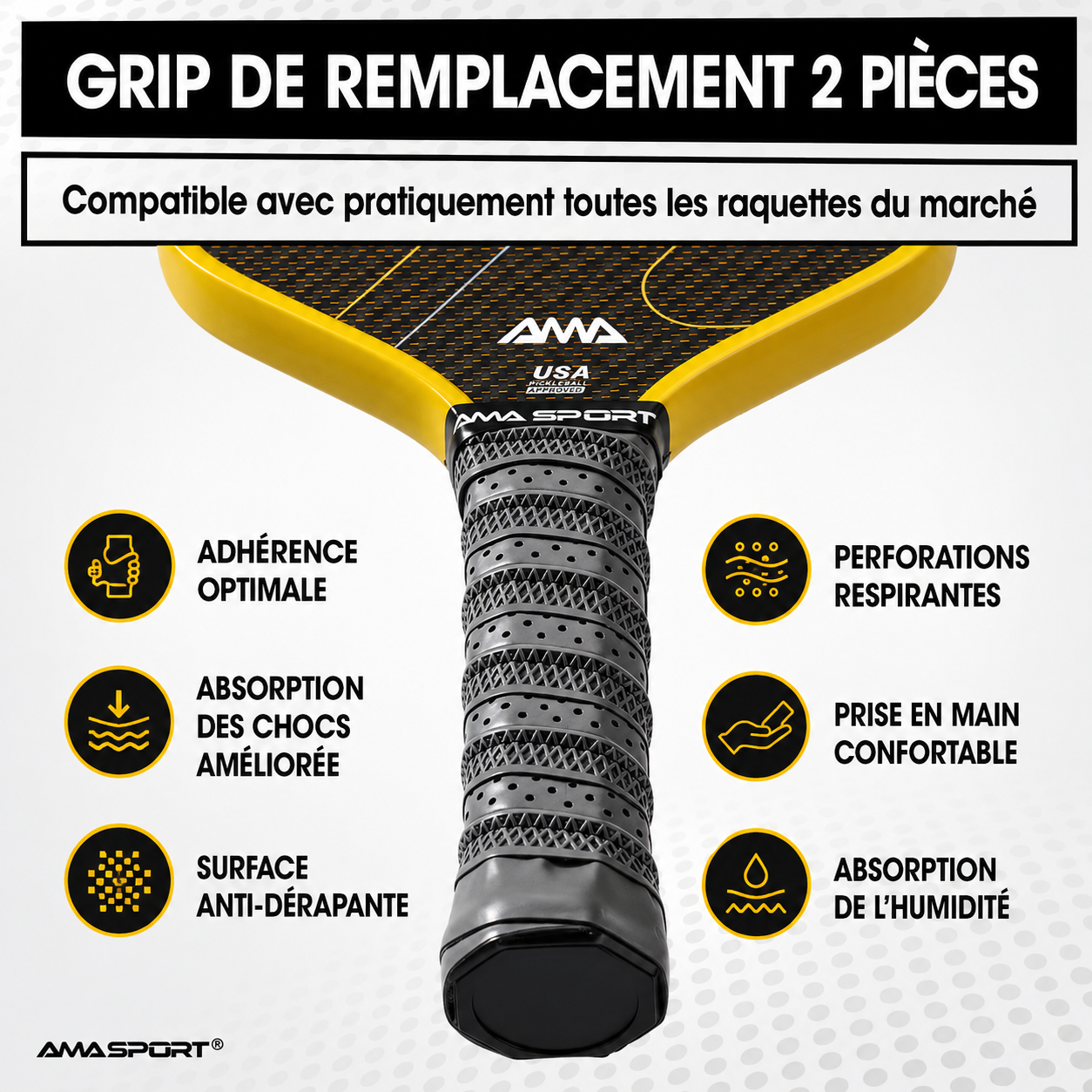 Surgrip Pickleball Antidérapant AMA SPORT | Lot de 2
