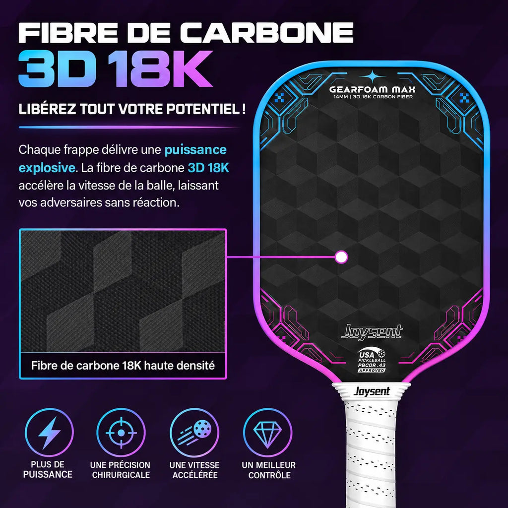 Raquette Pickleball Matrix Carbone 3D 18K - Joysent Pickleline