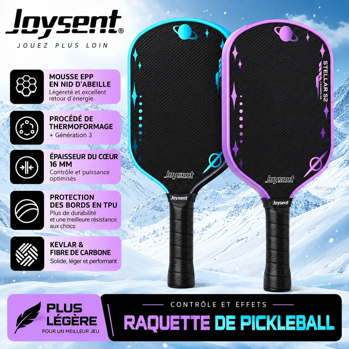 Raquette Pickleball Stellar S2 Kevlar - Joysent Pickleline