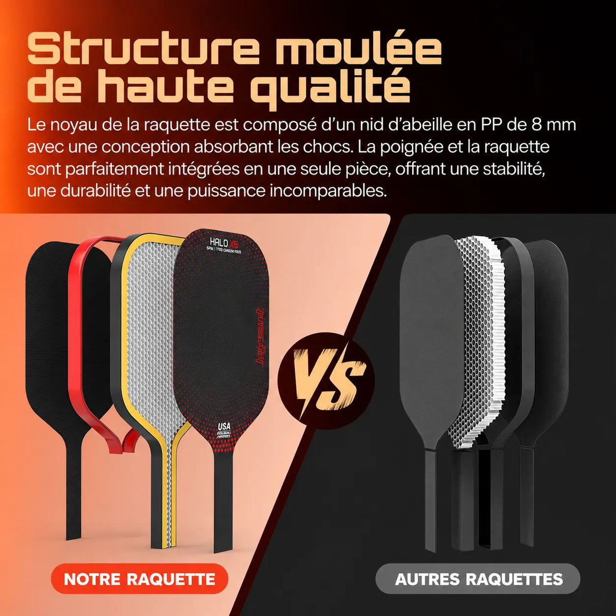 Raquette Pickleball Halo X5 T700 Carbone - Joysent Pickleline