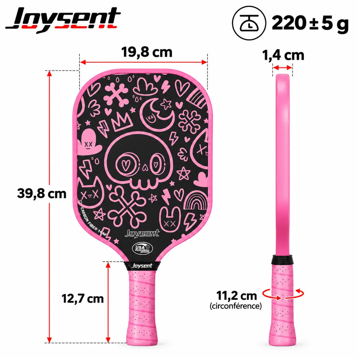 Raquette Pickleball T300 Carbone - Joysent Pickleline