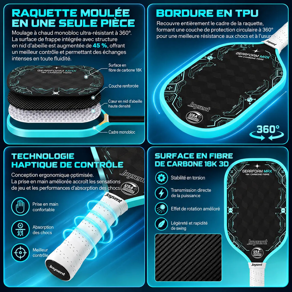 Raquette Pickleball NecroStar Carbone 3D 18K - Joysent Pickleline