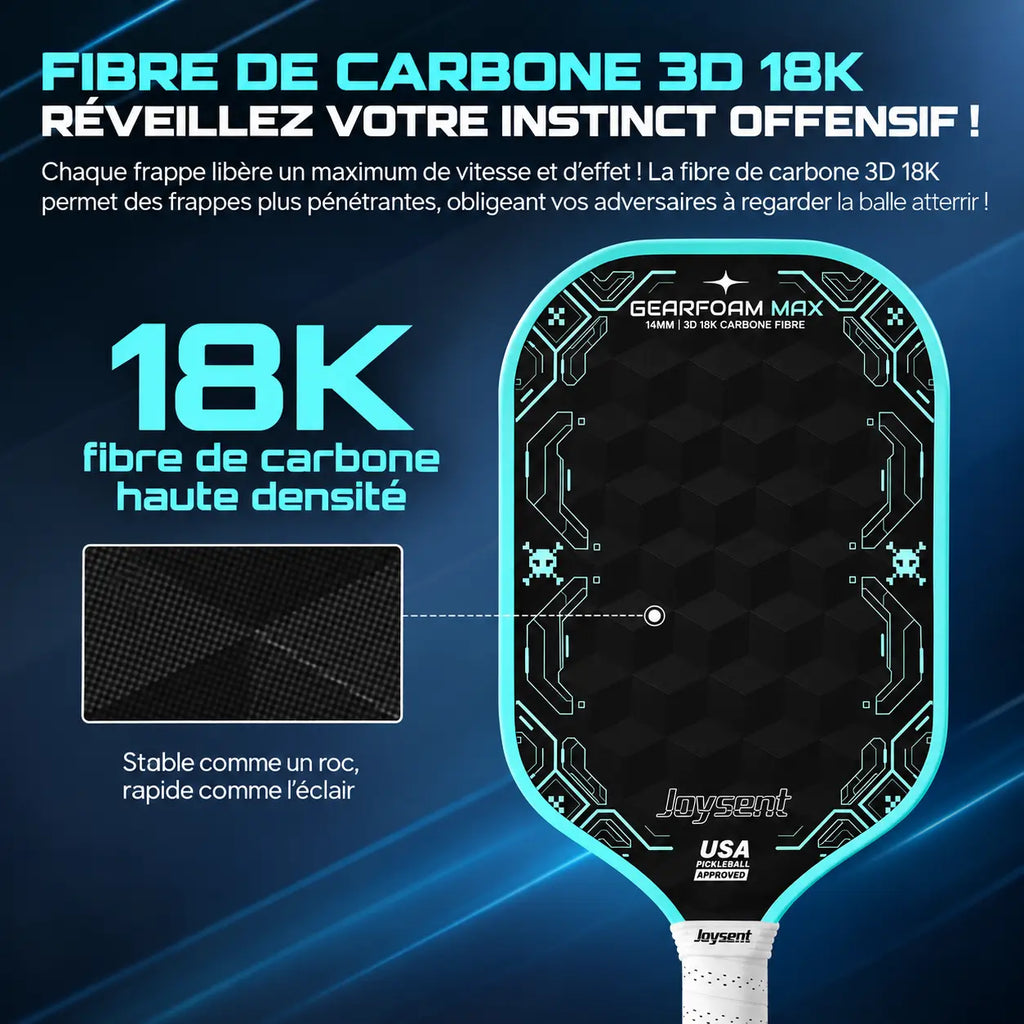 Raquette Pickleball NecroStar Carbone 3D 18K - Joysent Pickleline