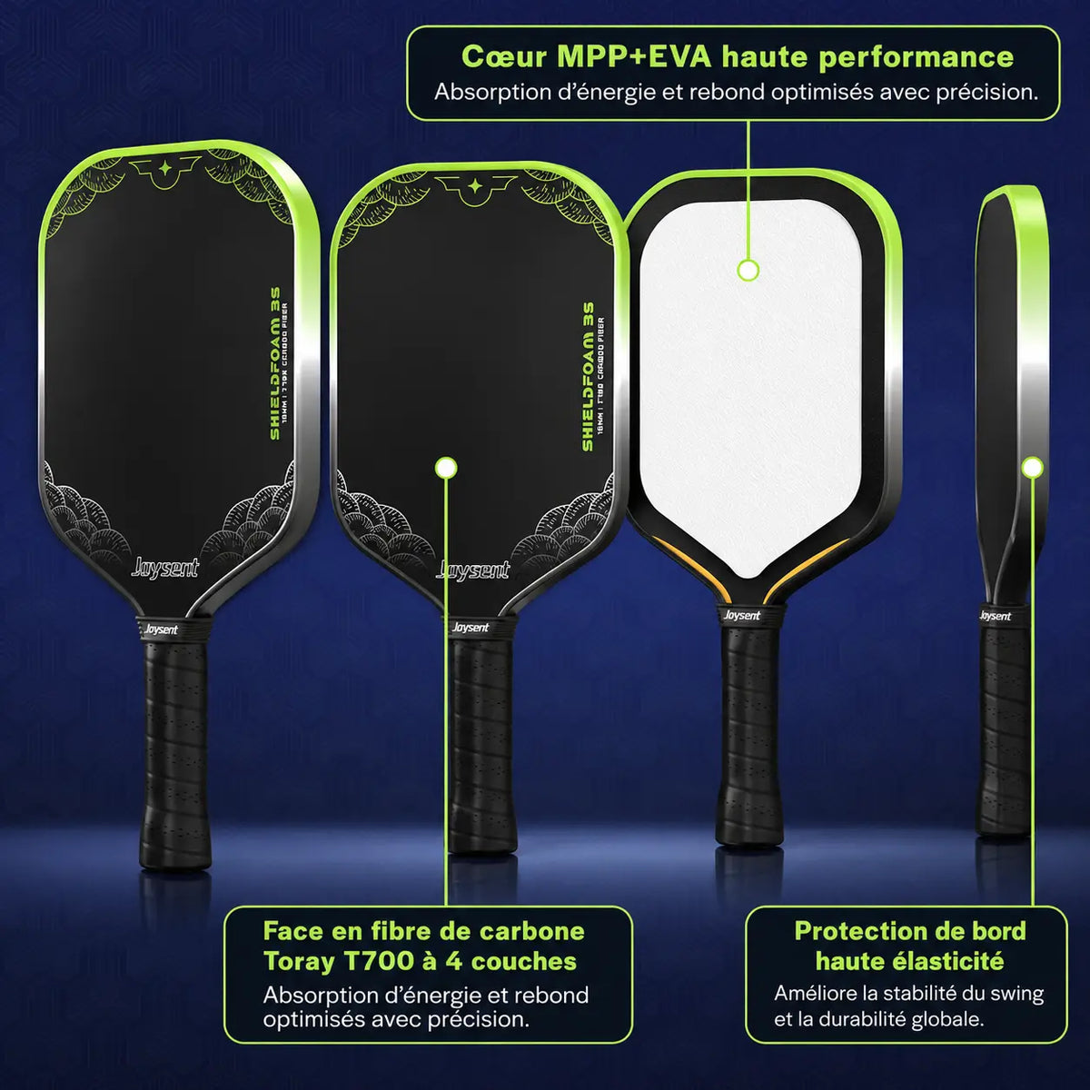 Raquette Pickleball ShieldFoam 3S Toray T700 - Joysent Pickleline