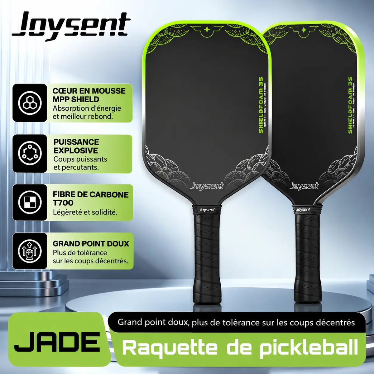 Raquette Pickleball ShieldFoam 3S Toray T700 - Joysent Pickleline
