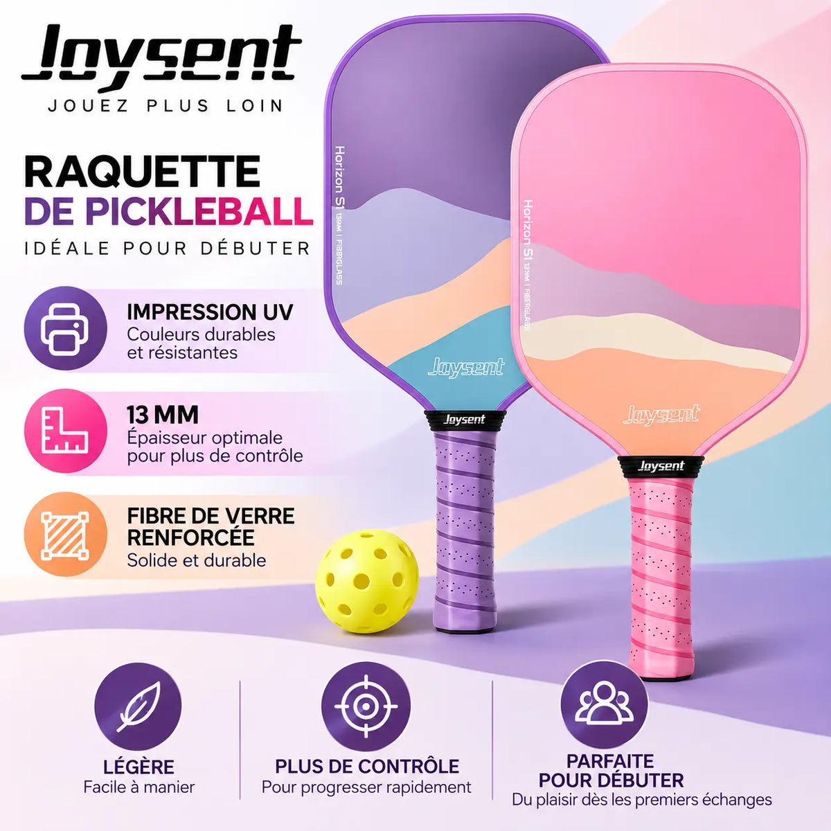 Raquette Pickleball Horizon S1 Fibre de Verre - Joysent Pickleline