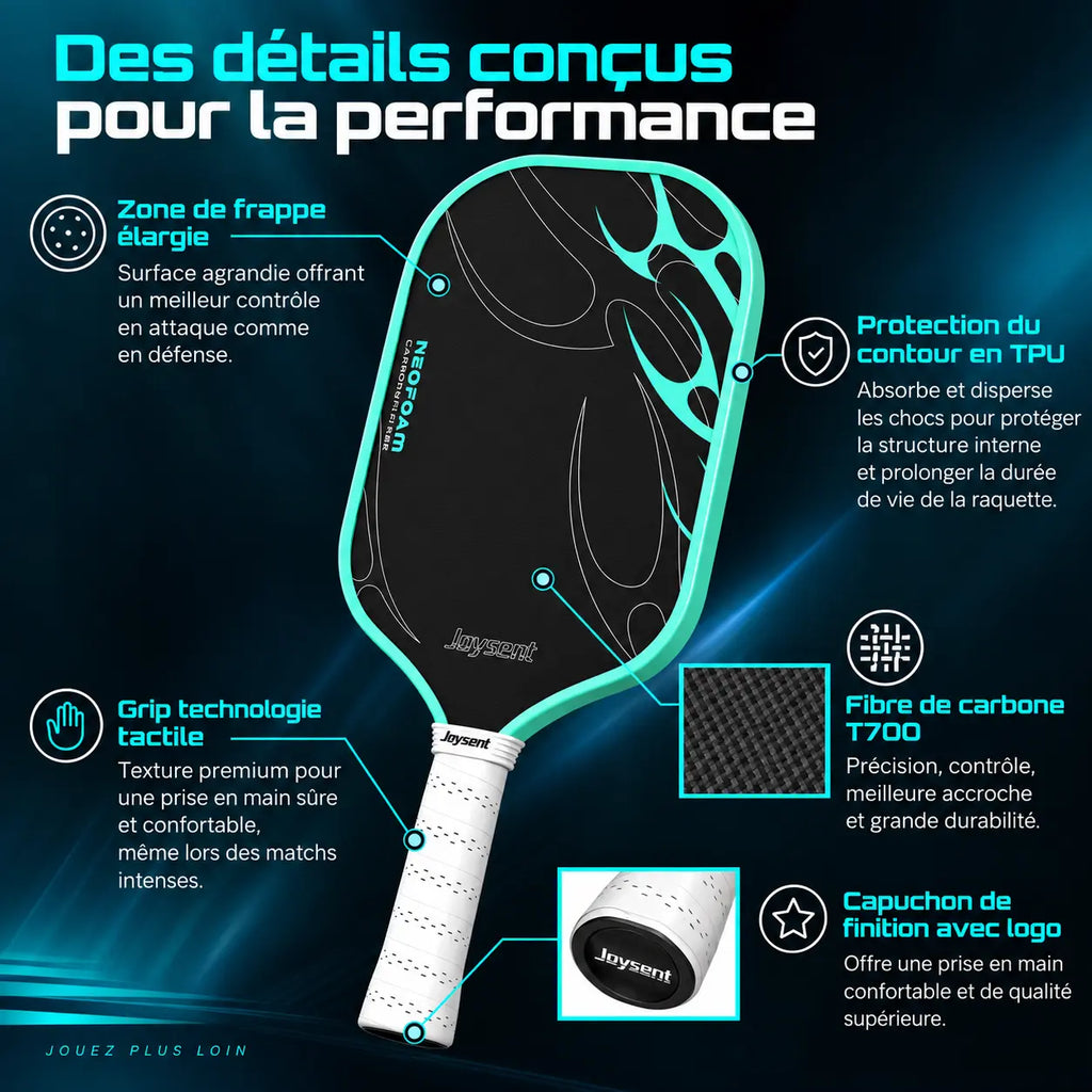 Raquette Pickleball NeoFoam T700 Carbone - Joysent Pickleline