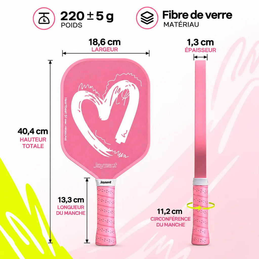 Raquette Pickleball Heartbeet S1 Fibre de Verre - Joysent Pickleline