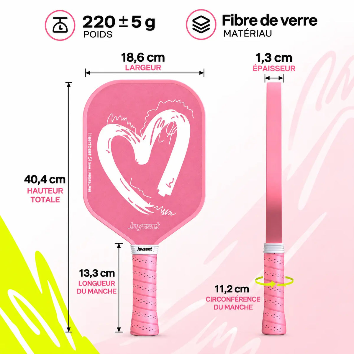Pack Pickleball Heartbeet S1 Fibre de Verre - Joysent Pickleline