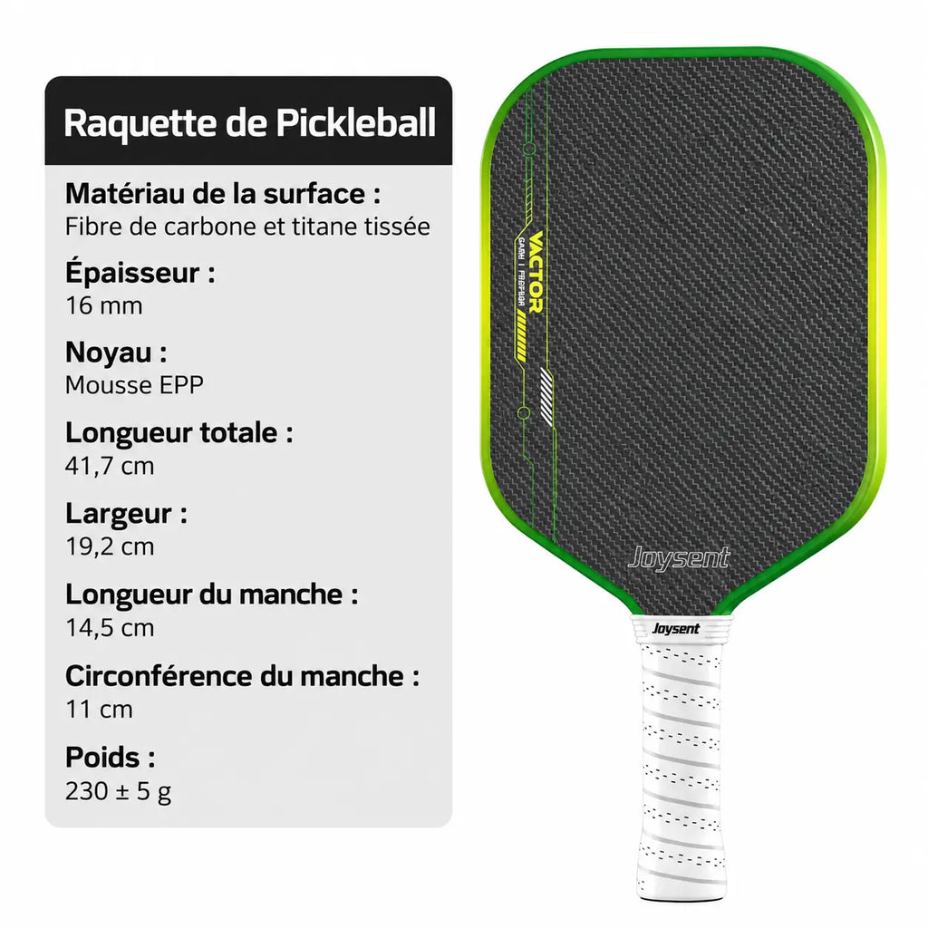 Raquette Pickleball Vactor Titane Carbone - Joysent Pickleline
