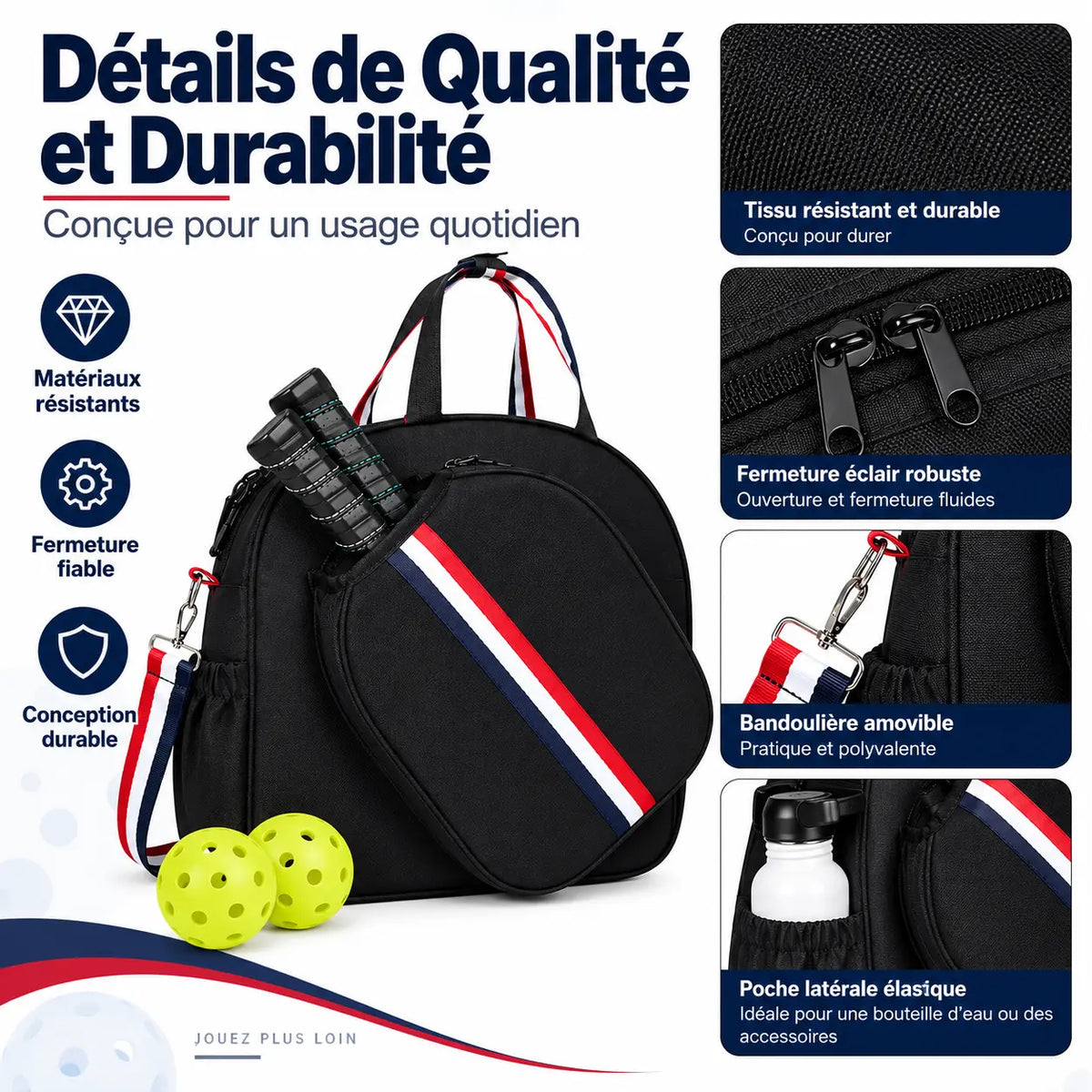 Sac de Sport Pickleball avec Étui à Raquette Détachable Pickleline