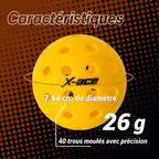 Balle de Pickleball X-ace extérieur | 40 Trous Pickleline
