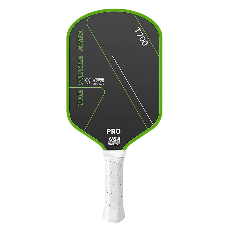 Raquette de pickleball The Pickle Area T700 PRO surface carbone, coloris vert, homologuée USA Pickleball
