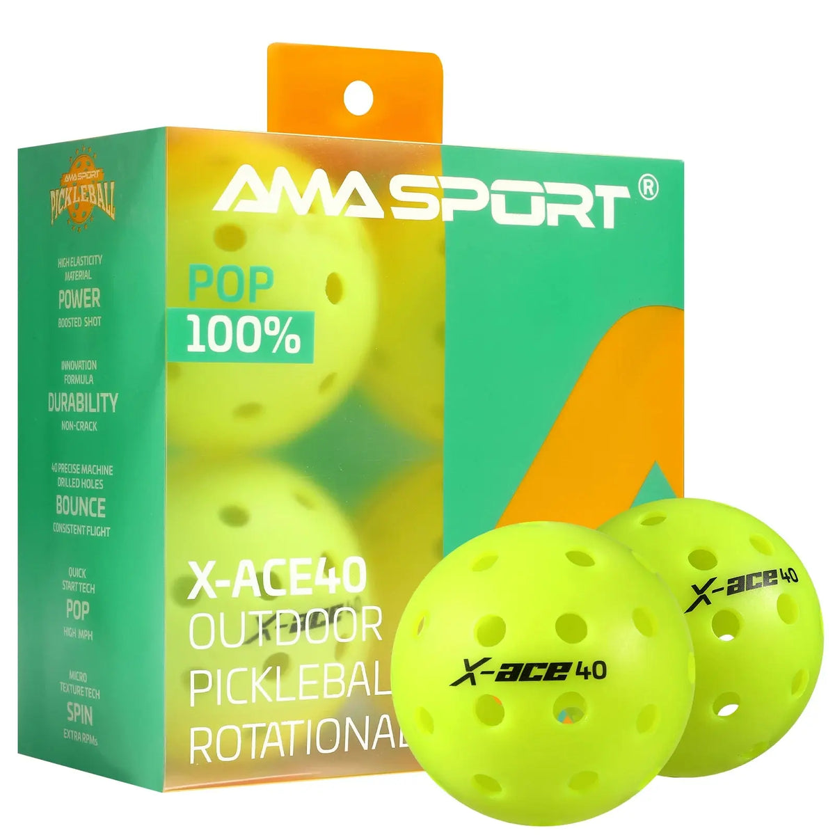 Balles de Pickleball X-ACE 40 Extérieur - AMASPORT Pickleline