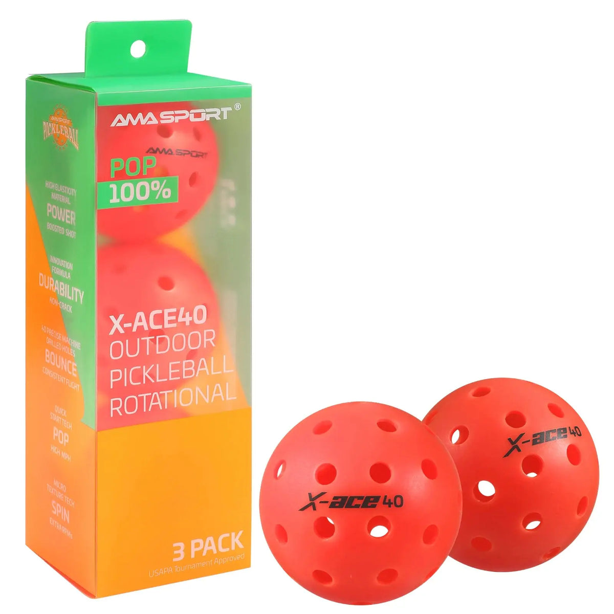 Balles de Pickleball X-ACE 40 Extérieur - AMASPORT Pickleline