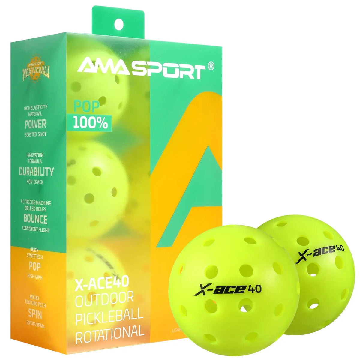 Balles de Pickleball X-ACE 40 Extérieur - AMASPORT Pickleline