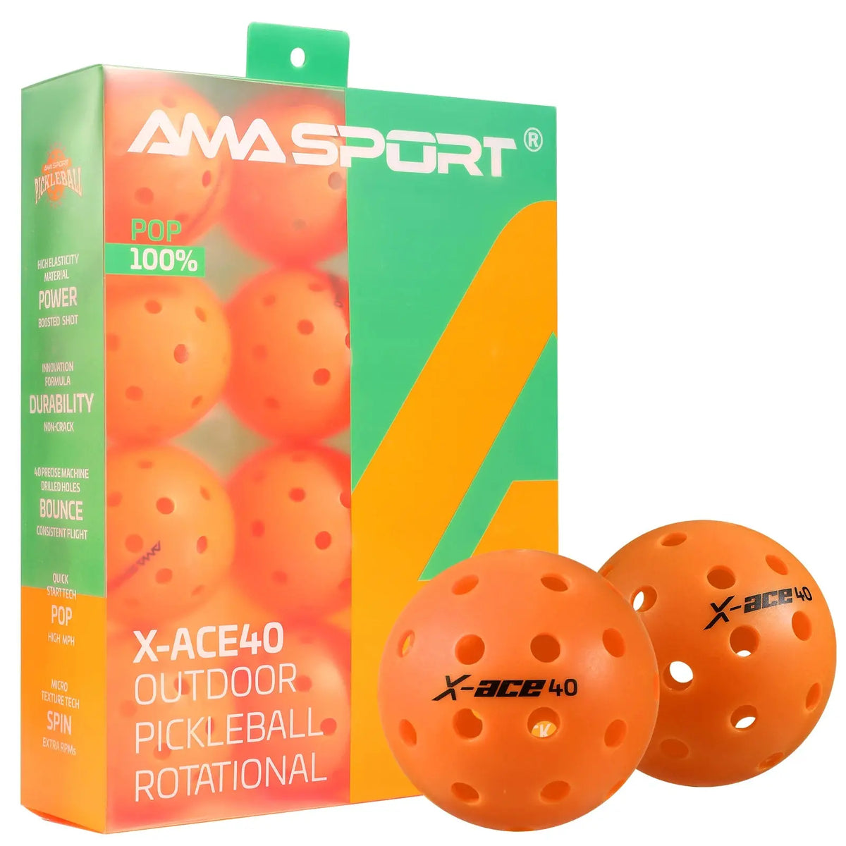 Balles de Pickleball X-ACE 40 Extérieur - AMASPORT Pickleline