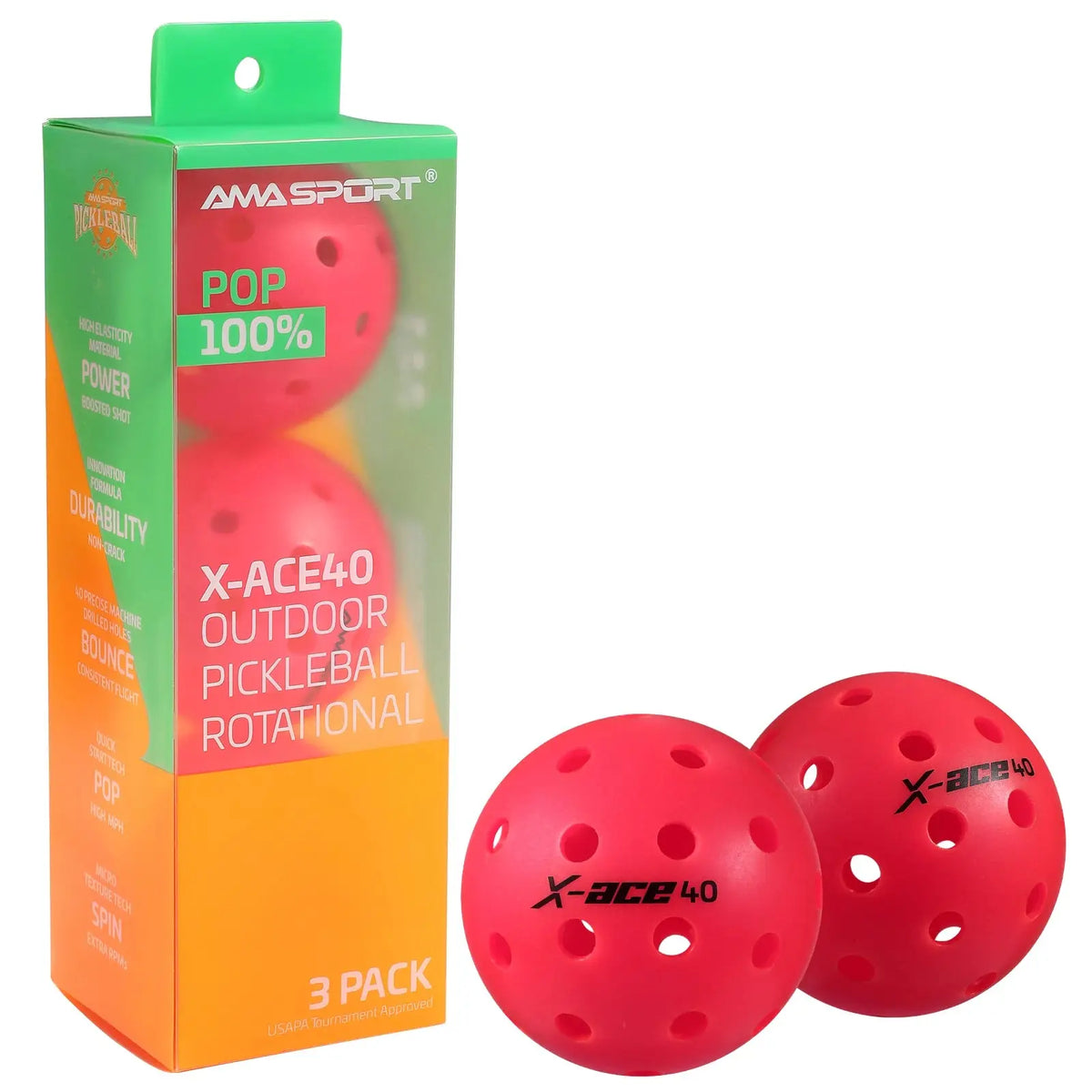 Balles de Pickleball X-ACE 40 Extérieur - AMASPORT Pickleline