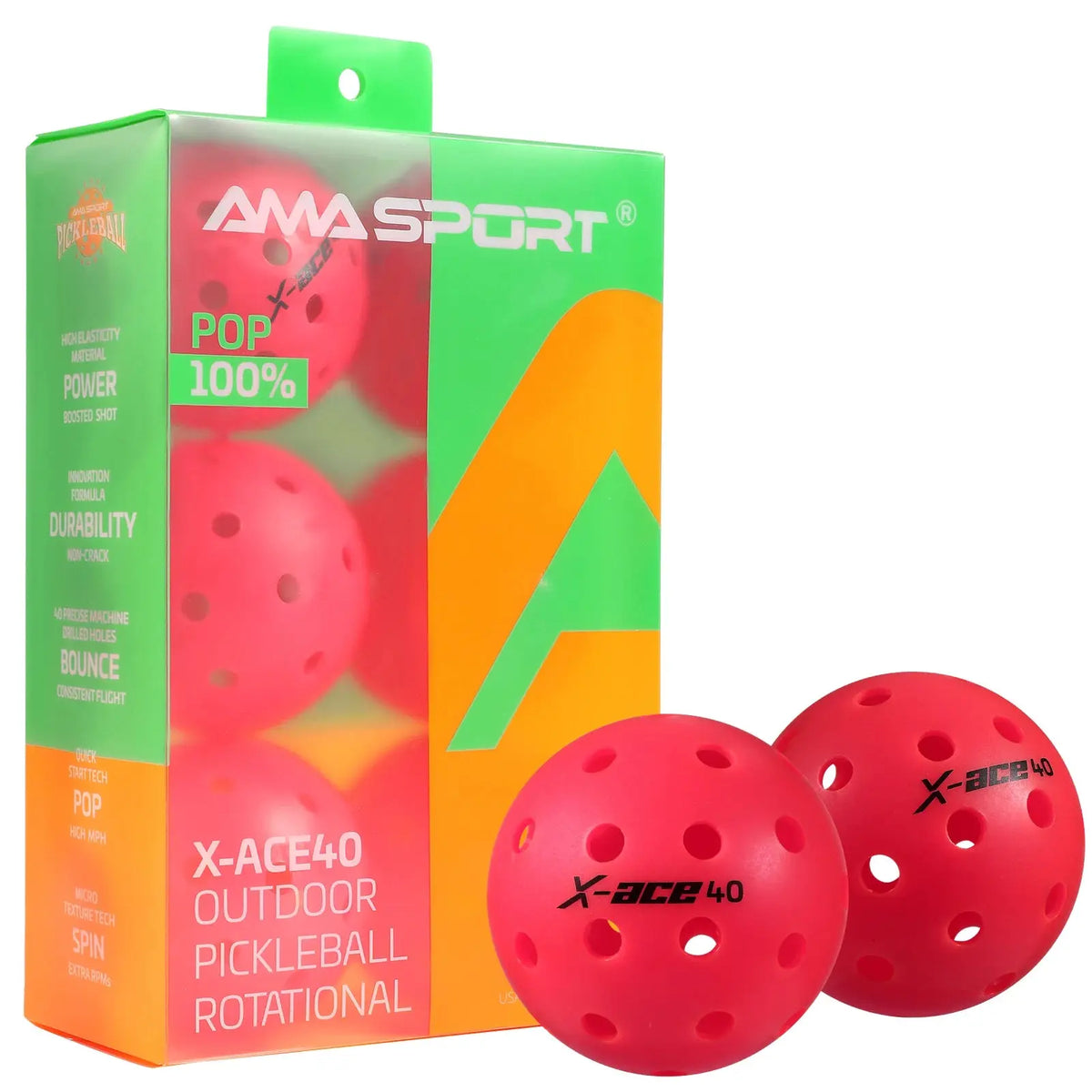Balles de Pickleball X-ACE 40 Extérieur - AMASPORT Pickleline
