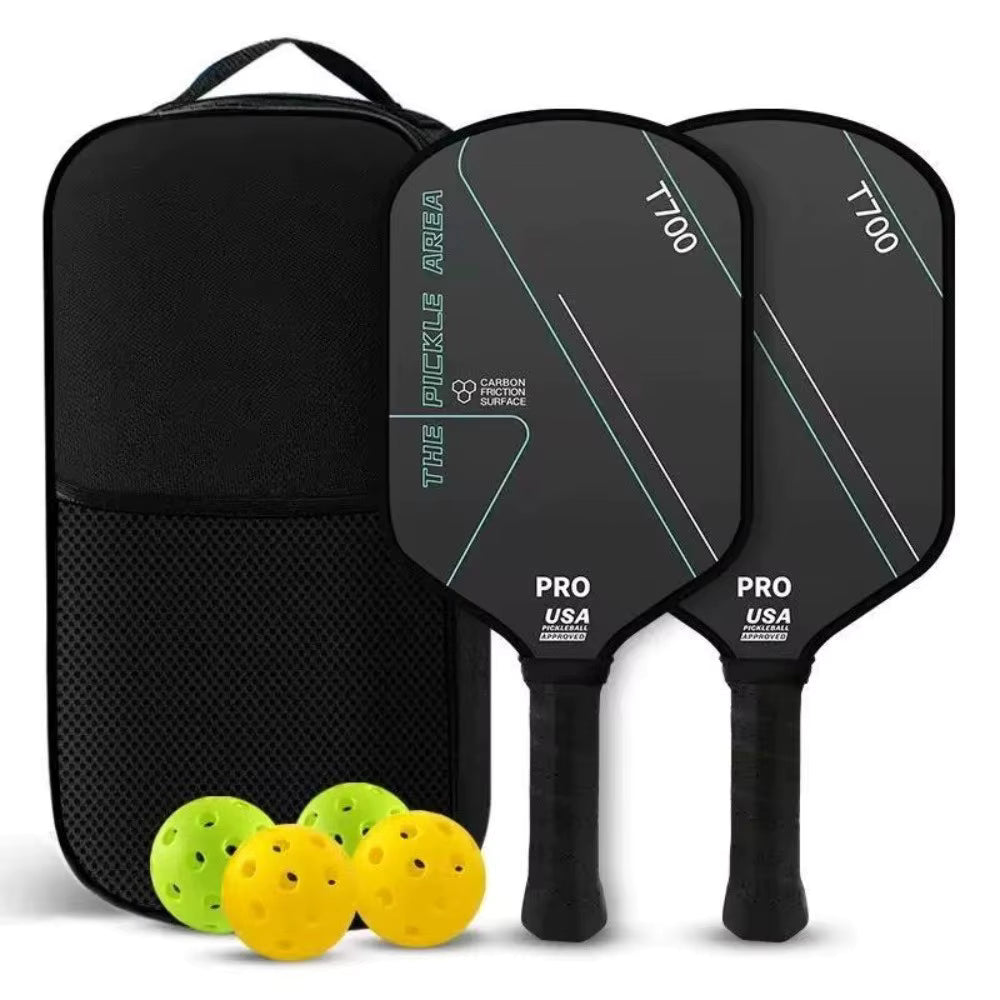 Set de Pickleball T700 | 2 Raquettes Carbone + 4 Balles + Sac de Transport