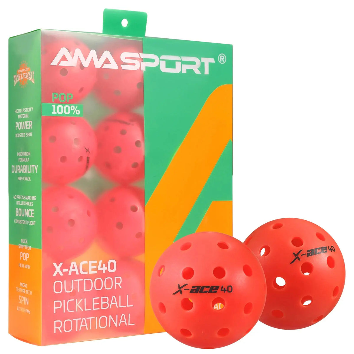 Balles de Pickleball X-ACE 40 Extérieur - AMASPORT Pickleline