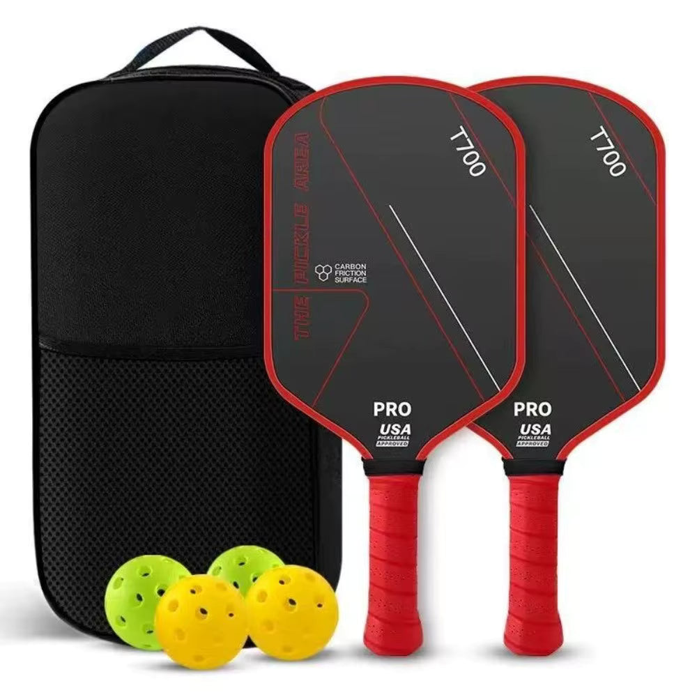 Set de Pickleball T700 | 2 Raquettes Carbone + 4 Balles + Sac de Transport