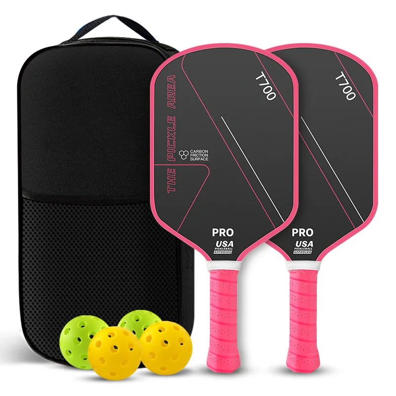 Set de Pickleball T700 | 2 Raquettes Carbone + 4 Balles + Sac de Transport